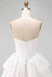 White Sweetheart A Line Tiered Short Corset Homecoming Dress