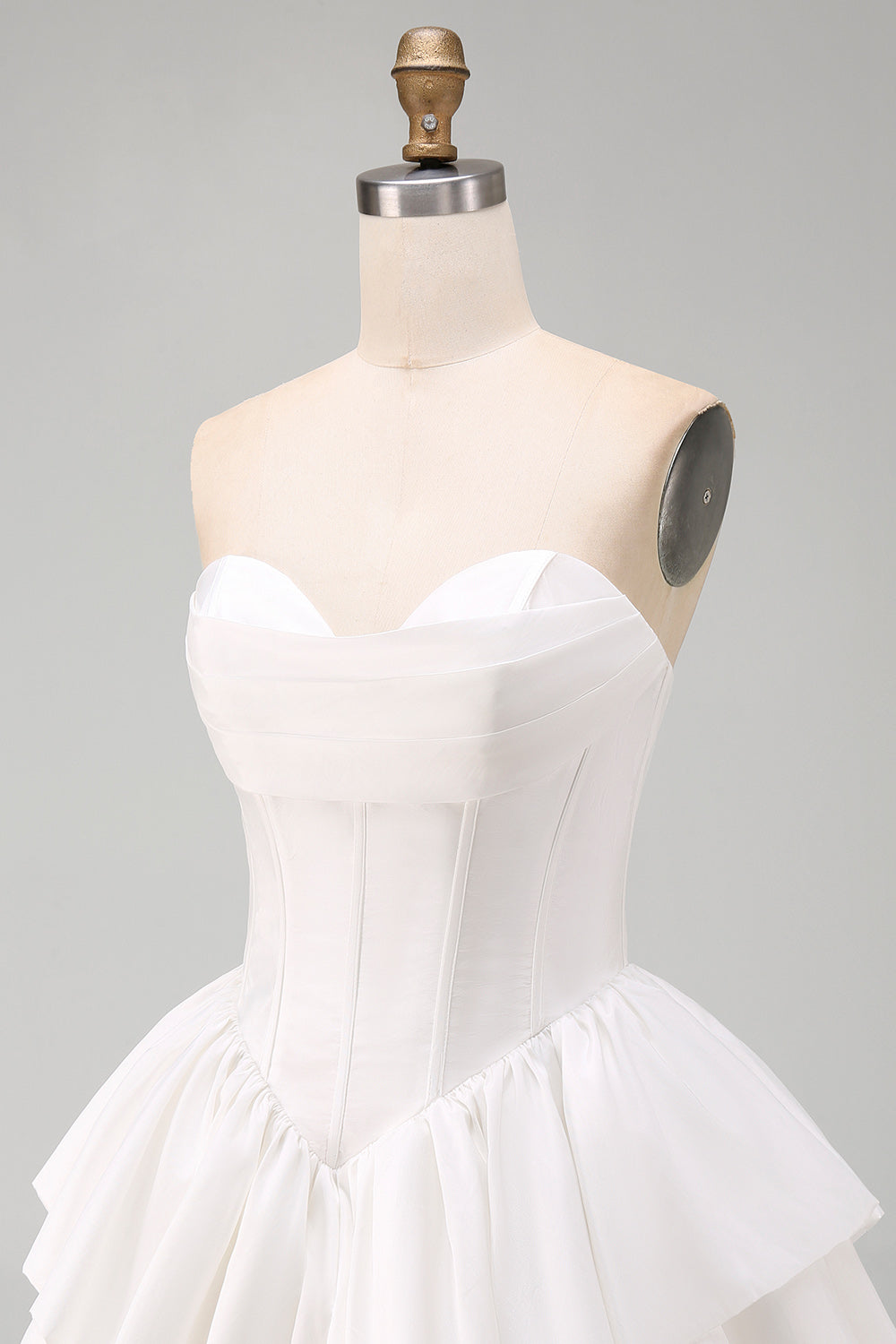 White Sweetheart A Line Tiered Short Corset Homecoming Dress