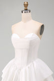 White Sweetheart A Line Tiered Short Corset Homecoming Dress