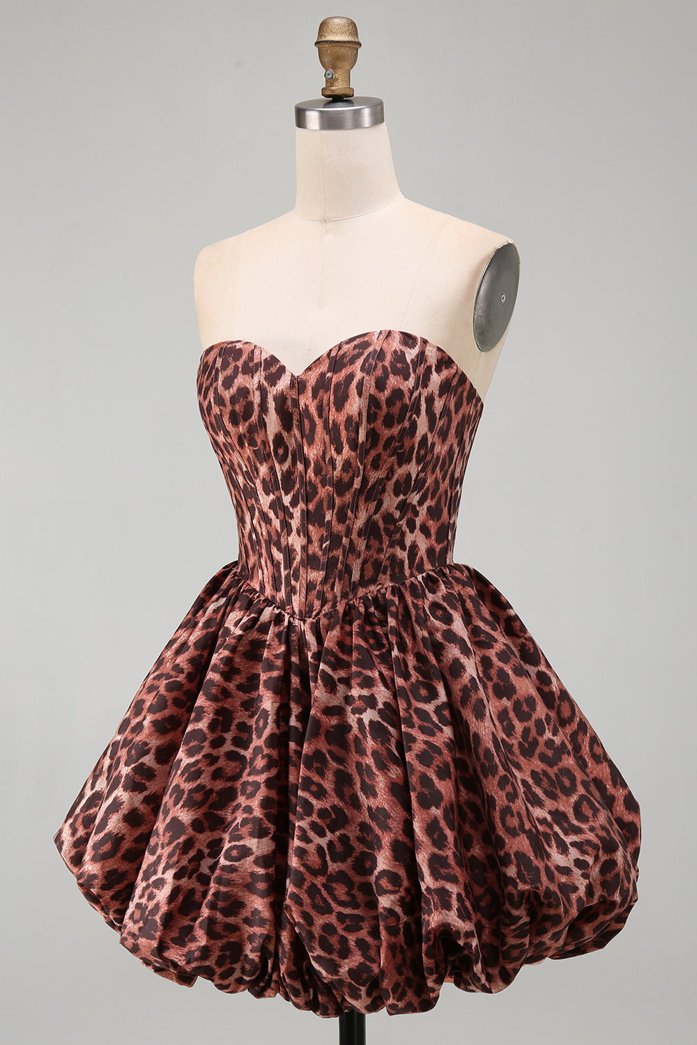 Kahki Leopard Sweetheart Bubble A Line Short Corset Homecoming Dress