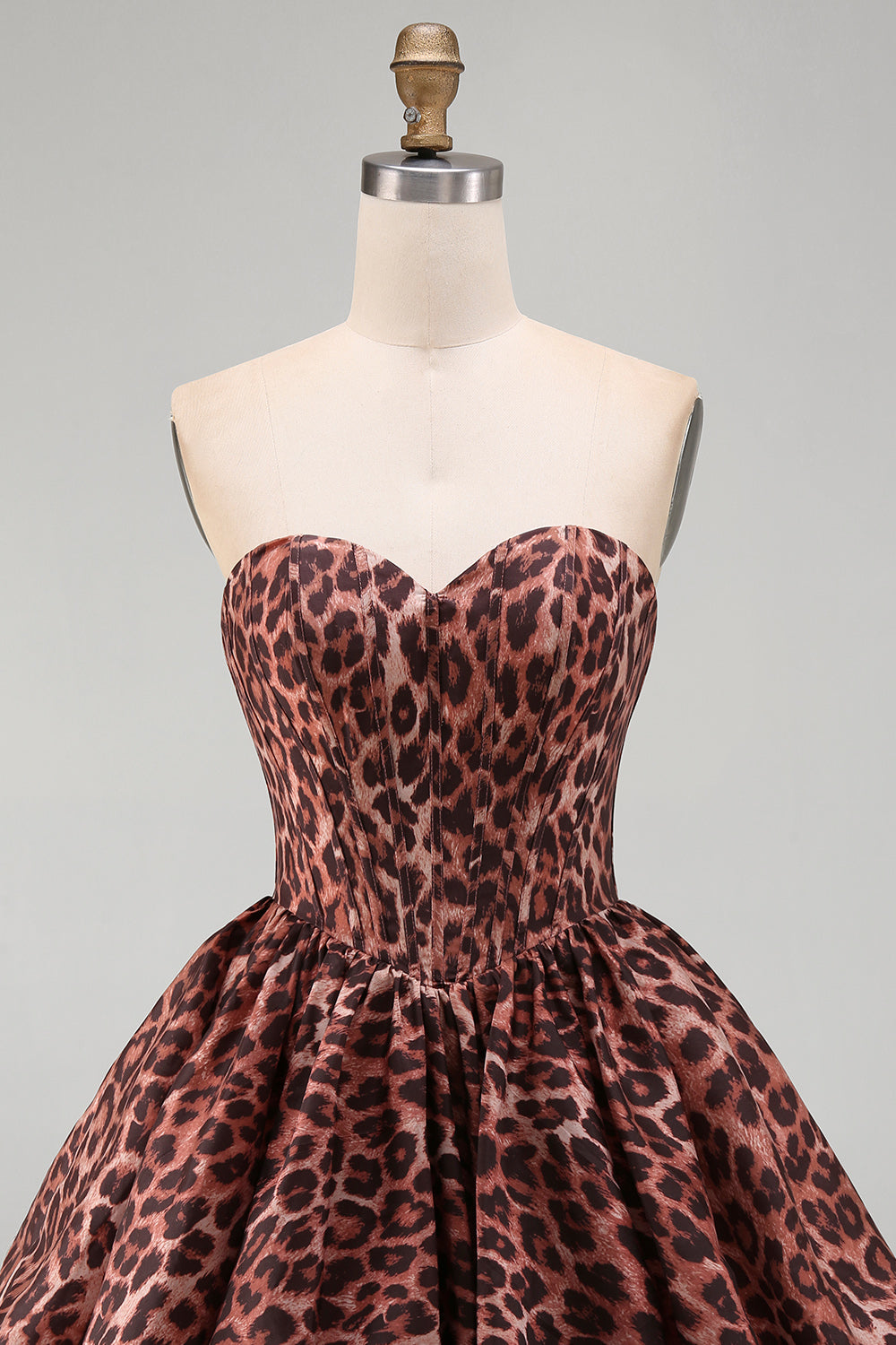 Kahki Leopard Sweetheart Bubble A Line Short Corset Homecoming Dress
