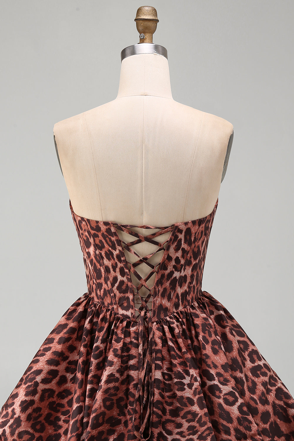 Kahki Leopard Sweetheart Bubble A Line Short Corset Homecoming Dress