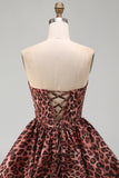 Kahki Leopard Sweetheart Bubble A Line Short Corset Homecoming Dress