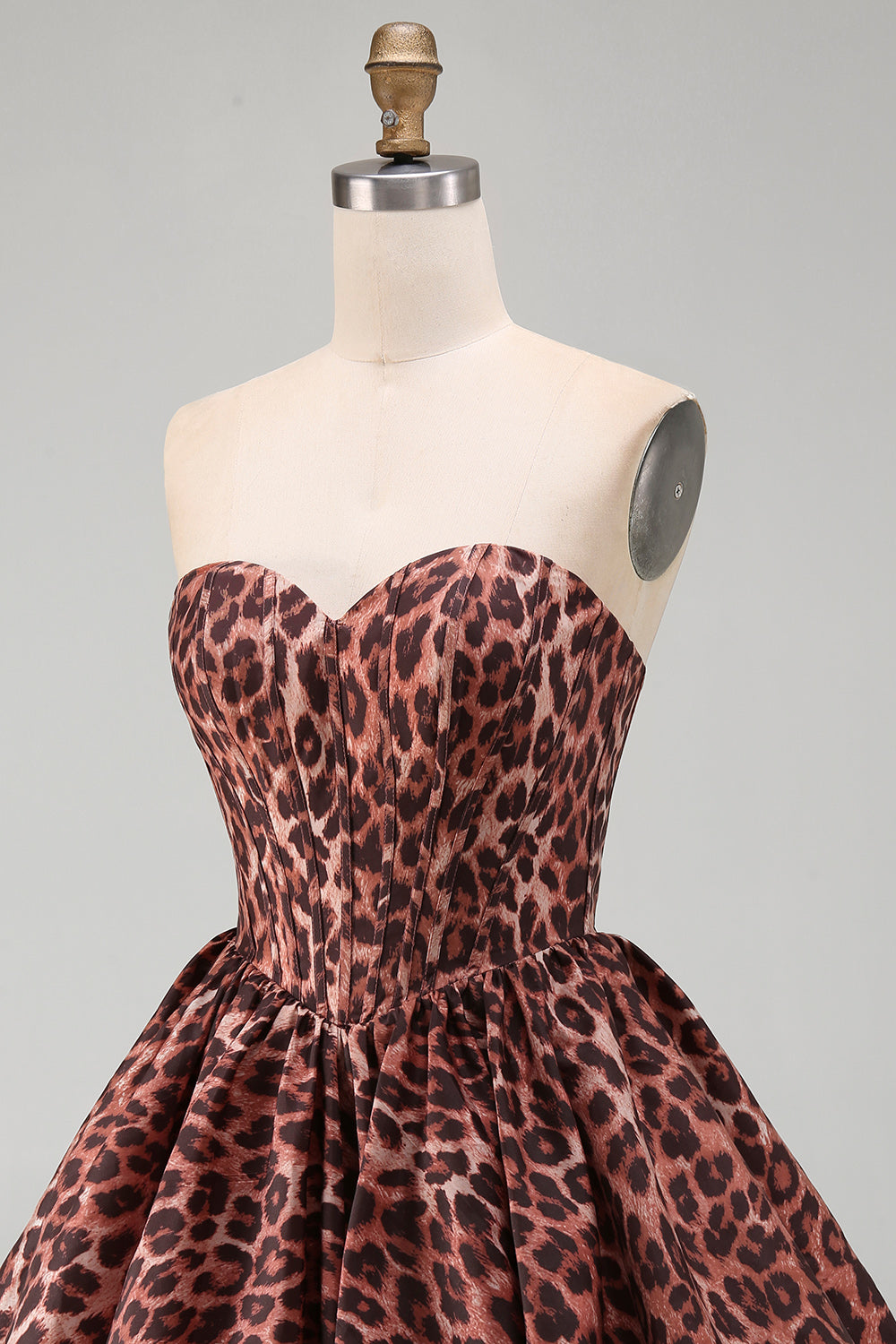 Kahki Leopard Sweetheart Bubble A Line Short Corset Homecoming Dress