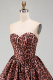 Kahki Leopard Sweetheart Bubble A Line Short Corset Homecoming Dress