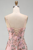 Pink Floral Beaded Sequin Tight Short Homecoming Dress