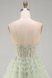 Dusty Sage Floral A-Line Ruffled Short Corset Homecoming Dress