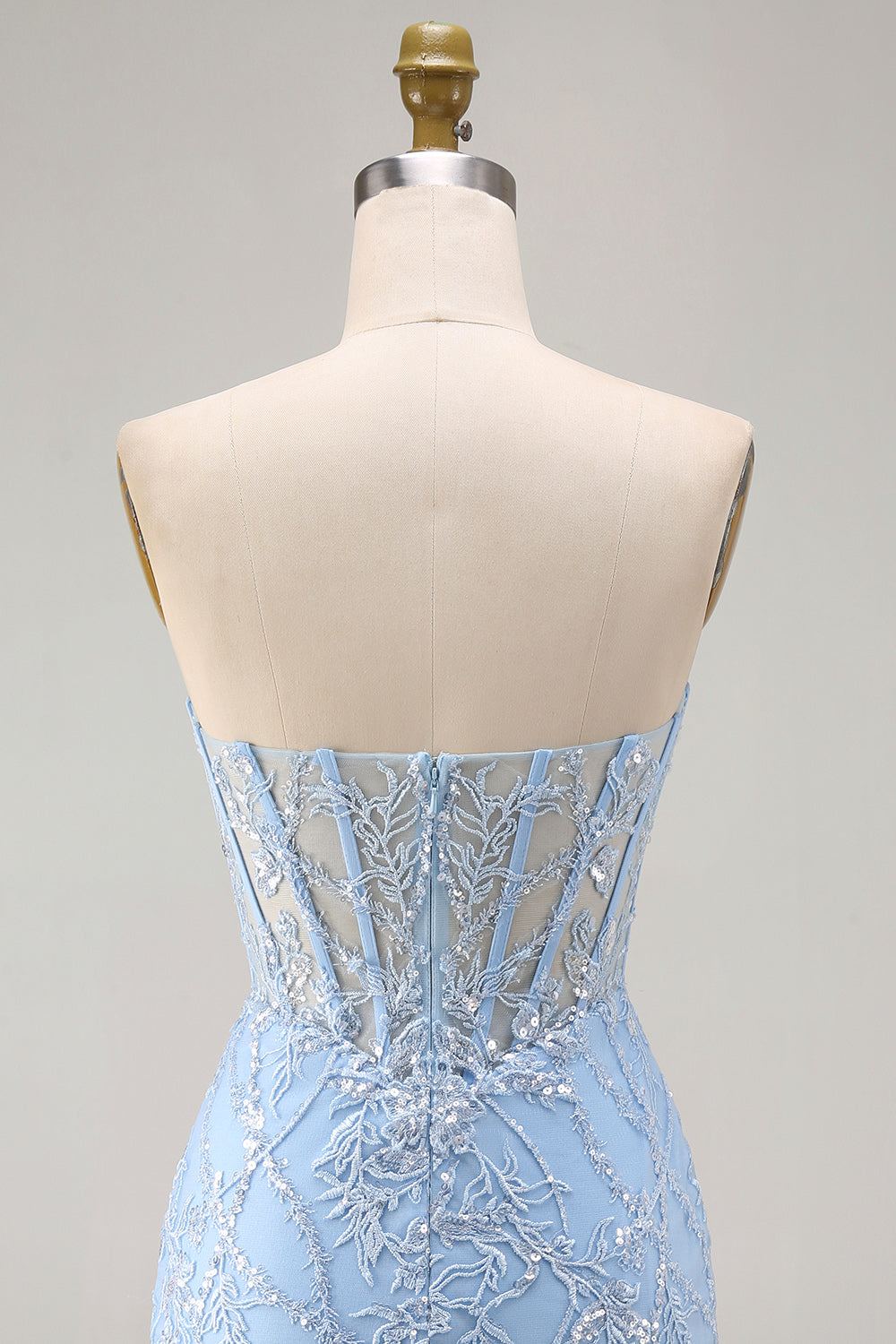 Blue Floral Tight Sweetheart Sparkly Short Corset Homecoming Dress