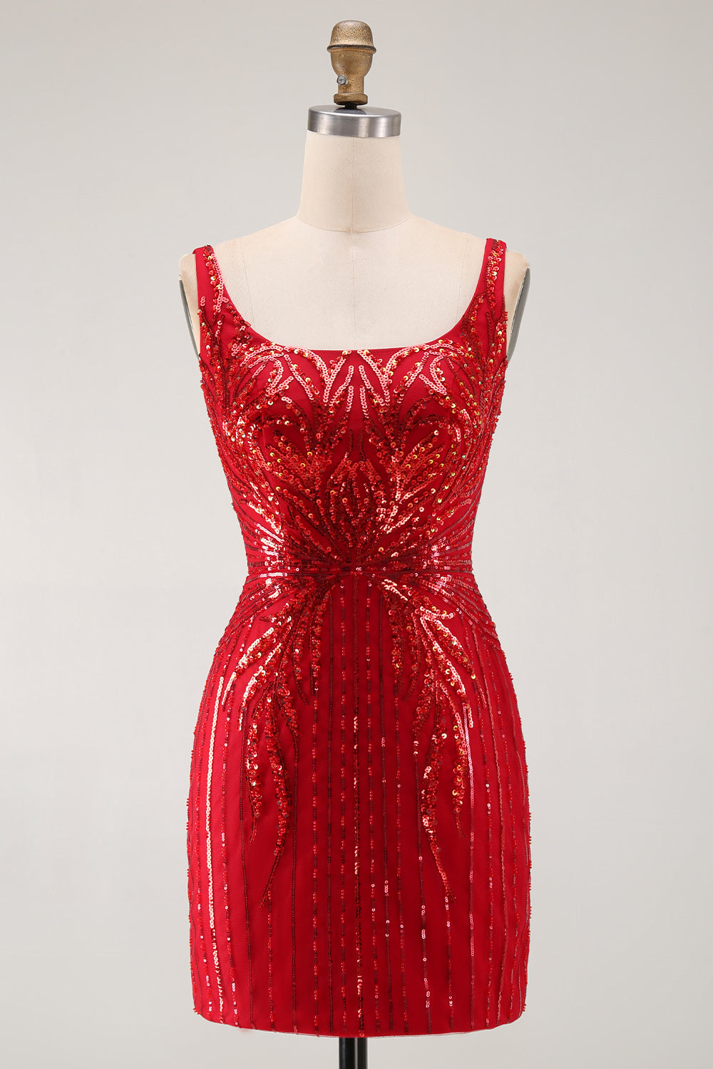 Burgundy Square Neck Sequins Sparkly Tight Short Homecoming Dress