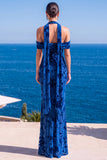 Brown Leopard Floral Mermaid Cold Shoulder Long Wedding Guest Dress