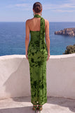 Floral Coffee Sheath One Shoulder Long Wedding Guest Dress