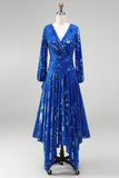 Floral Peacock Green Ruched Midi Wedding Guest Dress with Sleeves
