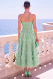 Blue Floral A Line Ruched Strapless Maxi Wedding Guest Dress