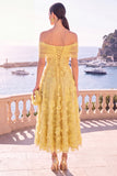 Blue Floral A Line Corset Off the Shoulder Maxi Beach Wedding Guest Dress