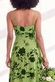 Blue Flower A-Line Velvet Long Wedding Guest Dress with Slit
