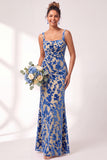 Olive Floral Square Neck Ruched Long Mermaid Wedding Guest Dress