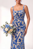 Olive Floral Square Neck Ruched Long Mermaid Wedding Guest Dress