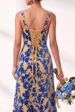Olive Floral Square Neck Ruched Long Mermaid Wedding Guest Dress