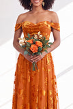 A-Line Fuchsia Floral Off the Shoulder Long Velvet Wedding Guest Dress