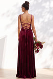 Dusty Sage A-Line Velvet Spaghetti Straps Long Wedding Guest Dress