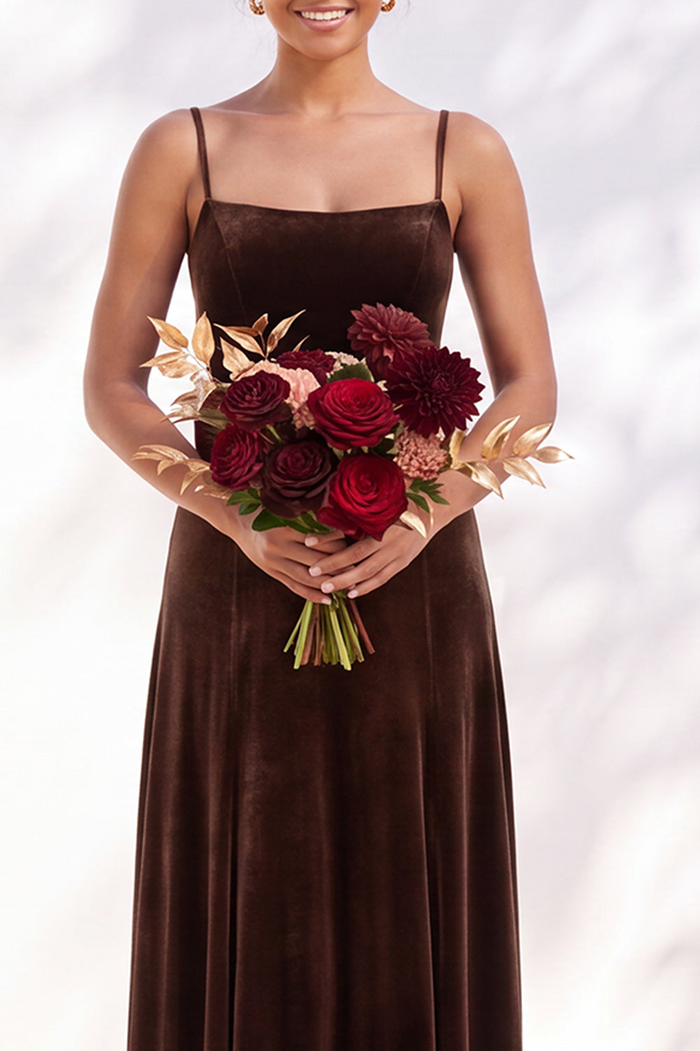 Dusty Sage A-Line Velvet Spaghetti Straps Long Wedding Guest Dress