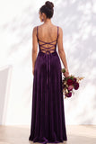 Dusty Sage A-Line Velvet Spaghetti Straps Long Wedding Guest Dress