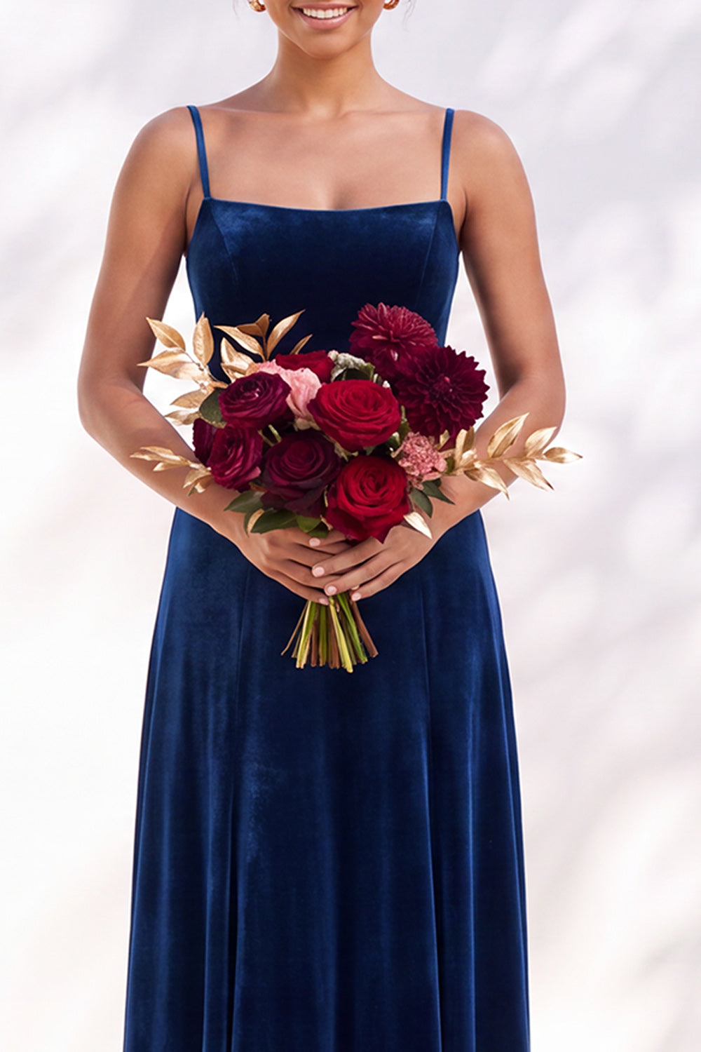 Dusty Sage A-Line Velvet Spaghetti Straps Long Wedding Guest Dress