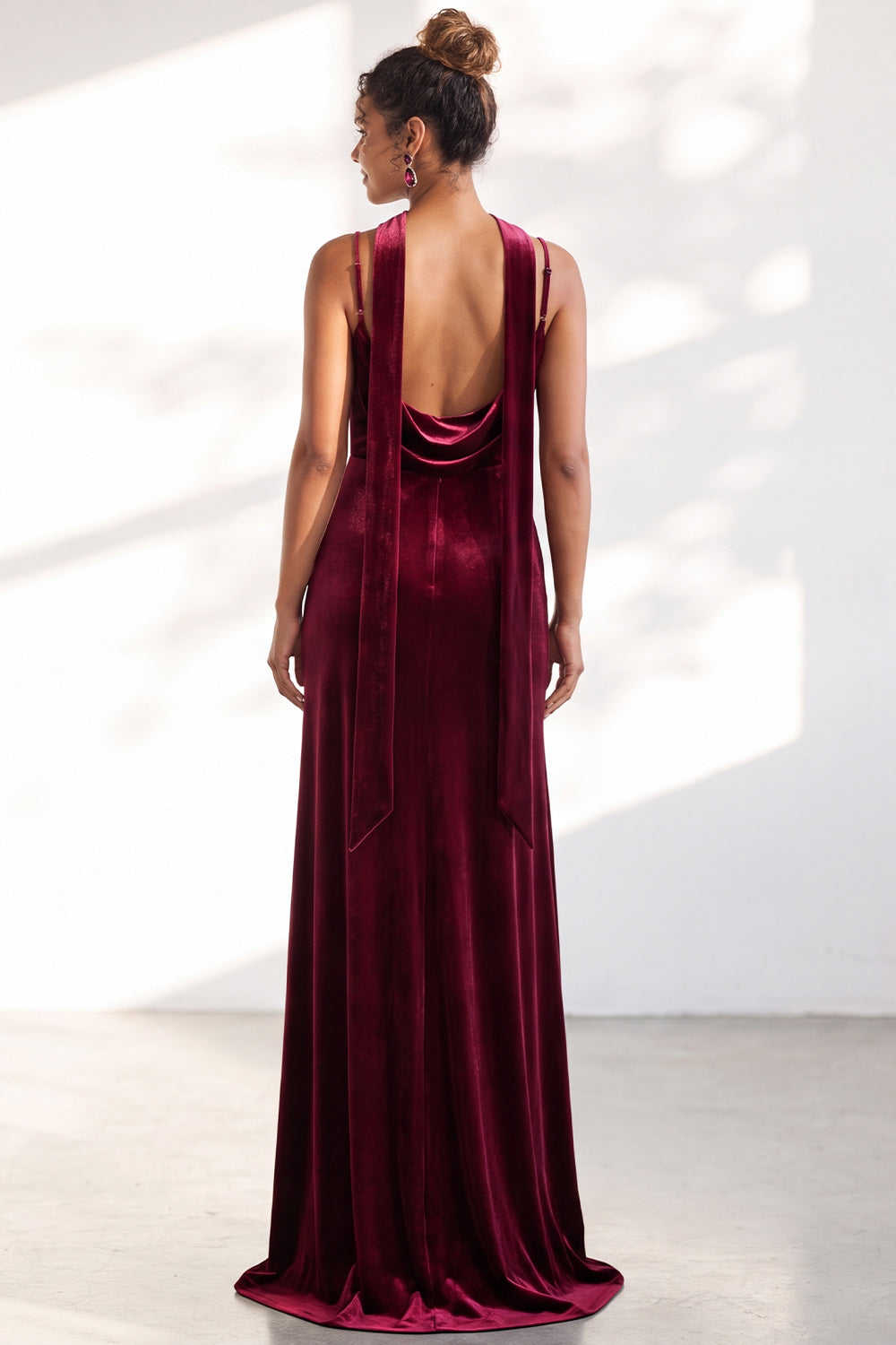 Black Mermaid Spaghetti Straps Velvet Long Wedding Guest Dress