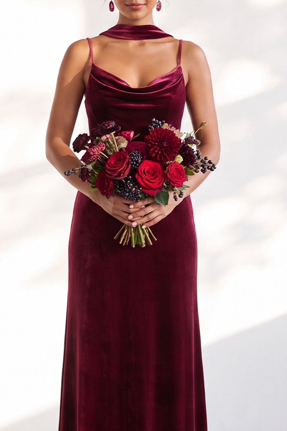 Black Mermaid Spaghetti Straps Velvet Long Wedding Guest Dress