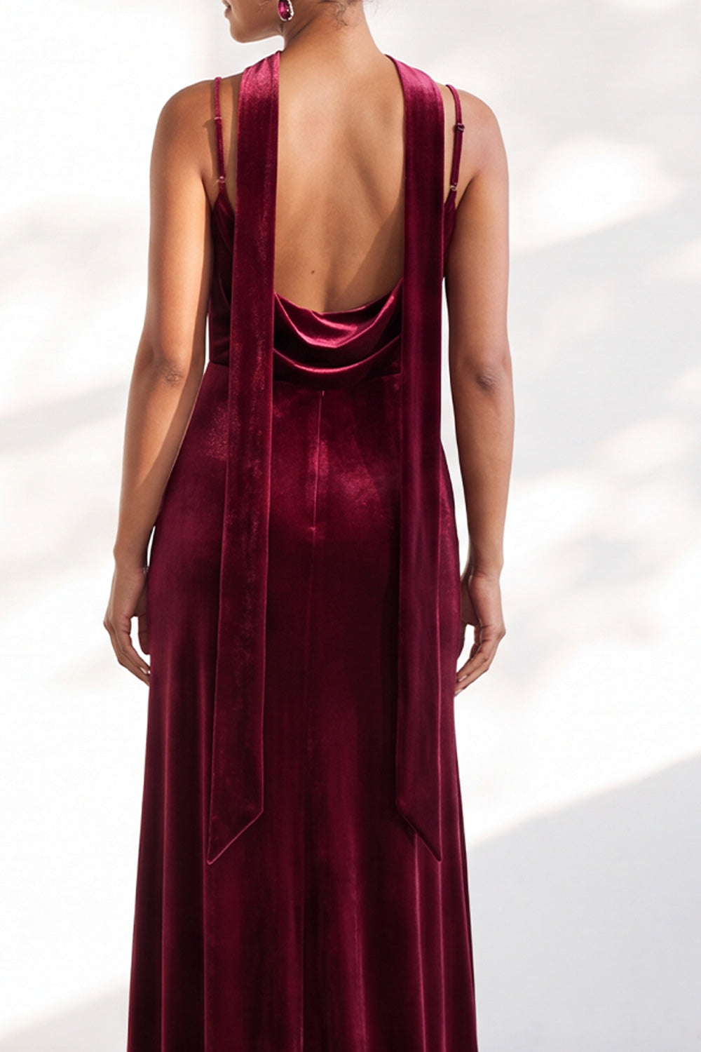 Black Mermaid Spaghetti Straps Velvet Long Wedding Guest Dress