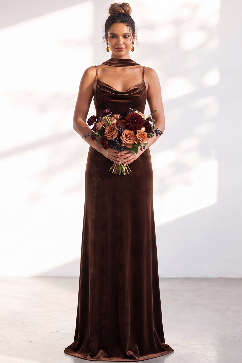 Black Mermaid Spaghetti Straps Velvet Long Wedding Guest Dress