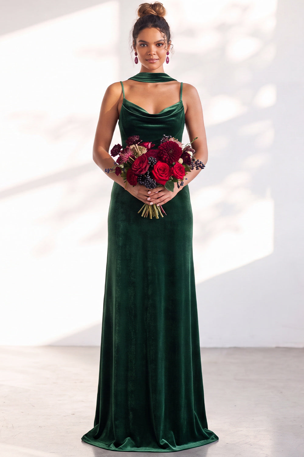 Black Mermaid Spaghetti Straps Velvet Long Wedding Guest Dress