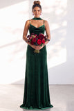 Black Mermaid Spaghetti Straps Velvet Long Wedding Guest Dress
