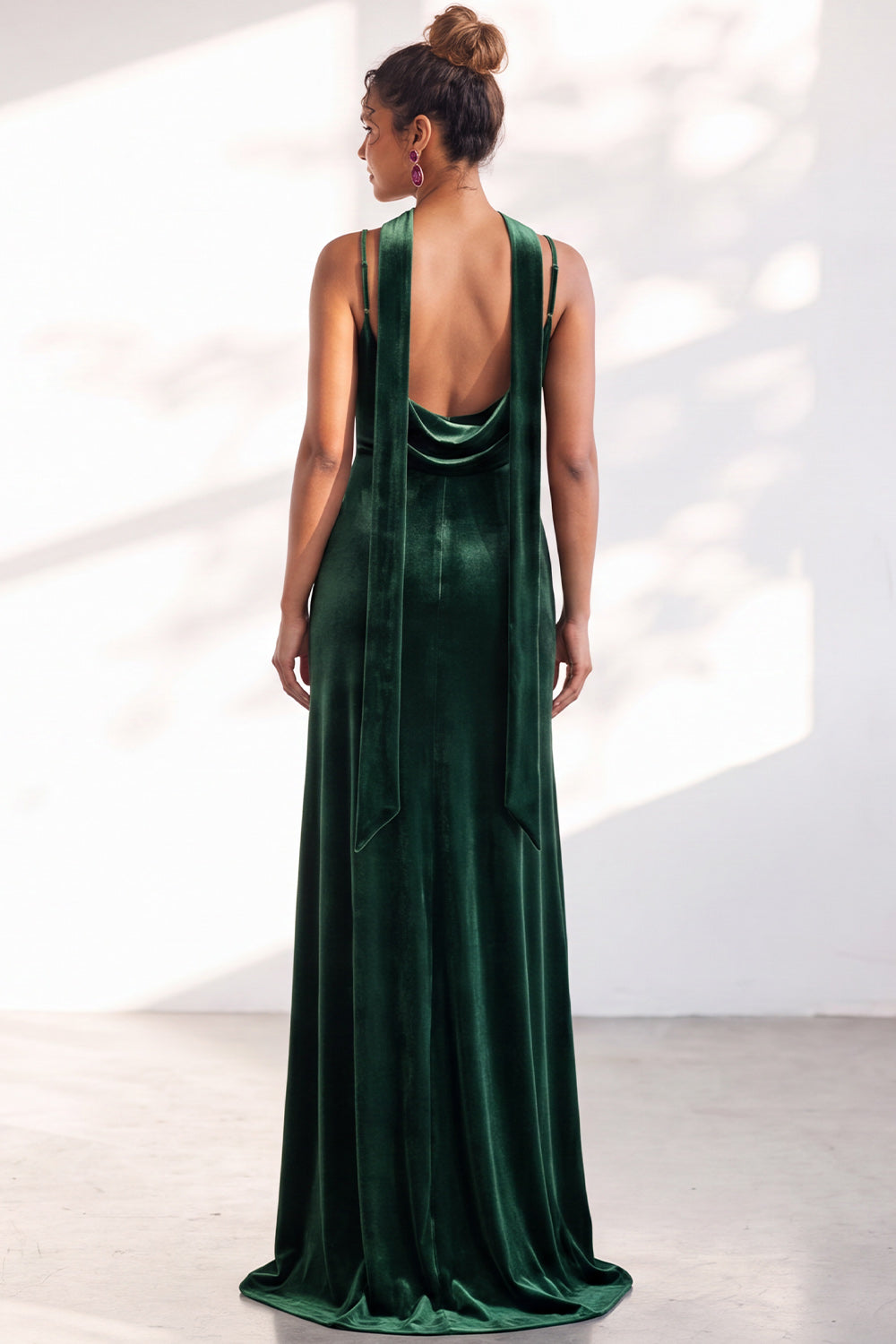 Black Mermaid Spaghetti Straps Velvet Long Wedding Guest Dress