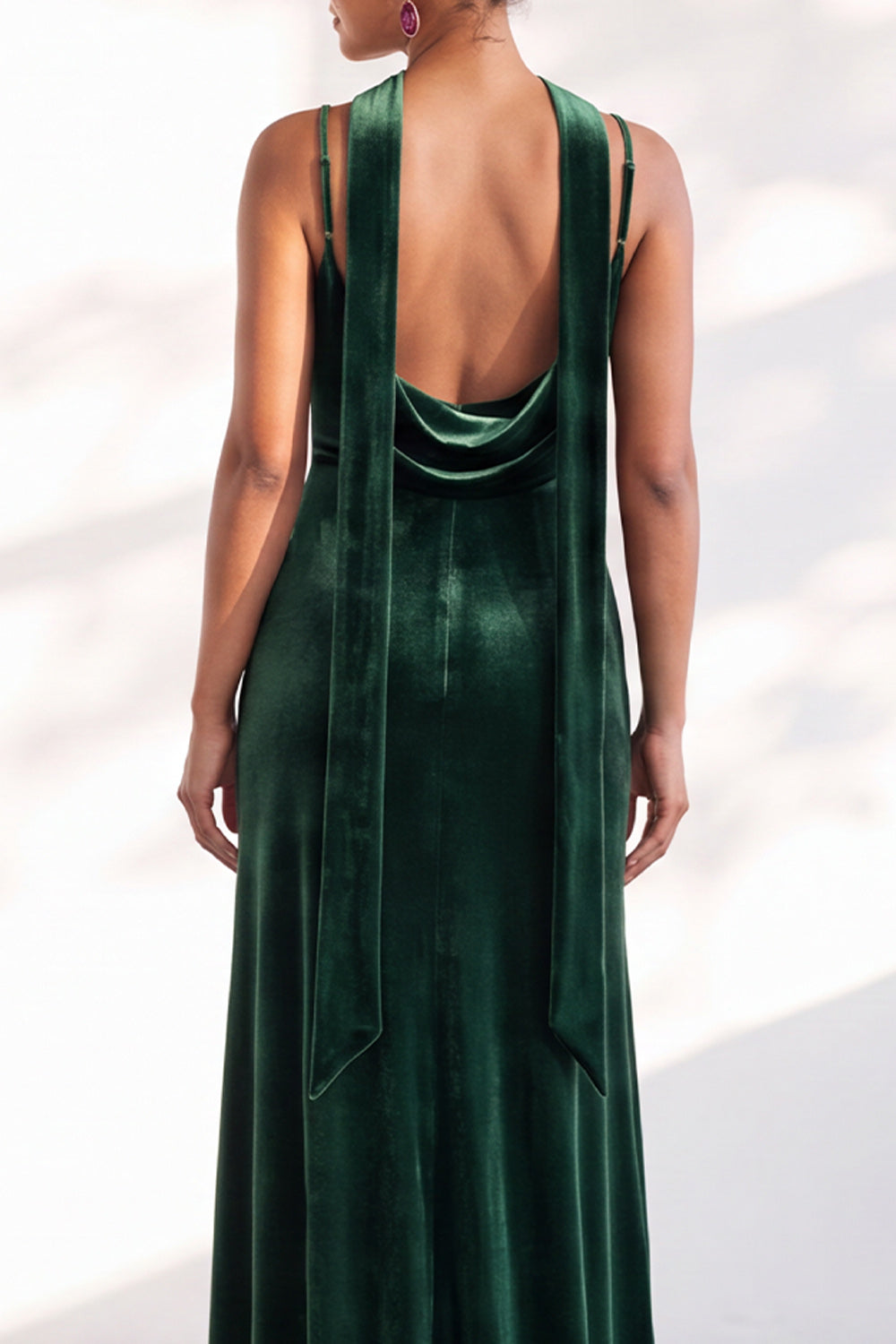 Black Mermaid Spaghetti Straps Velvet Long Wedding Guest Dress