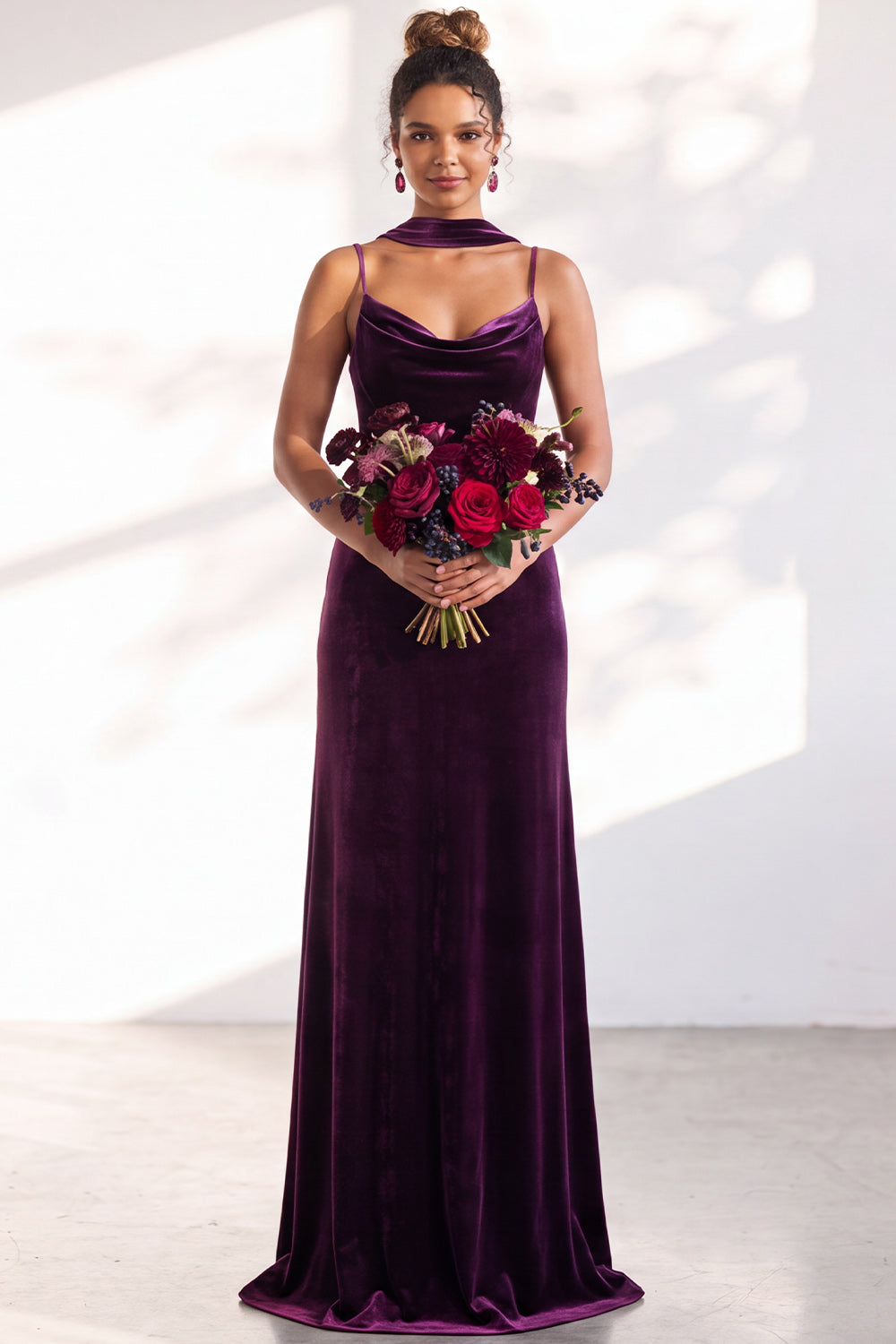 Black Mermaid Spaghetti Straps Velvet Long Wedding Guest Dress