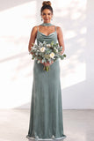 Black Mermaid Spaghetti Straps Velvet Long Wedding Guest Dress