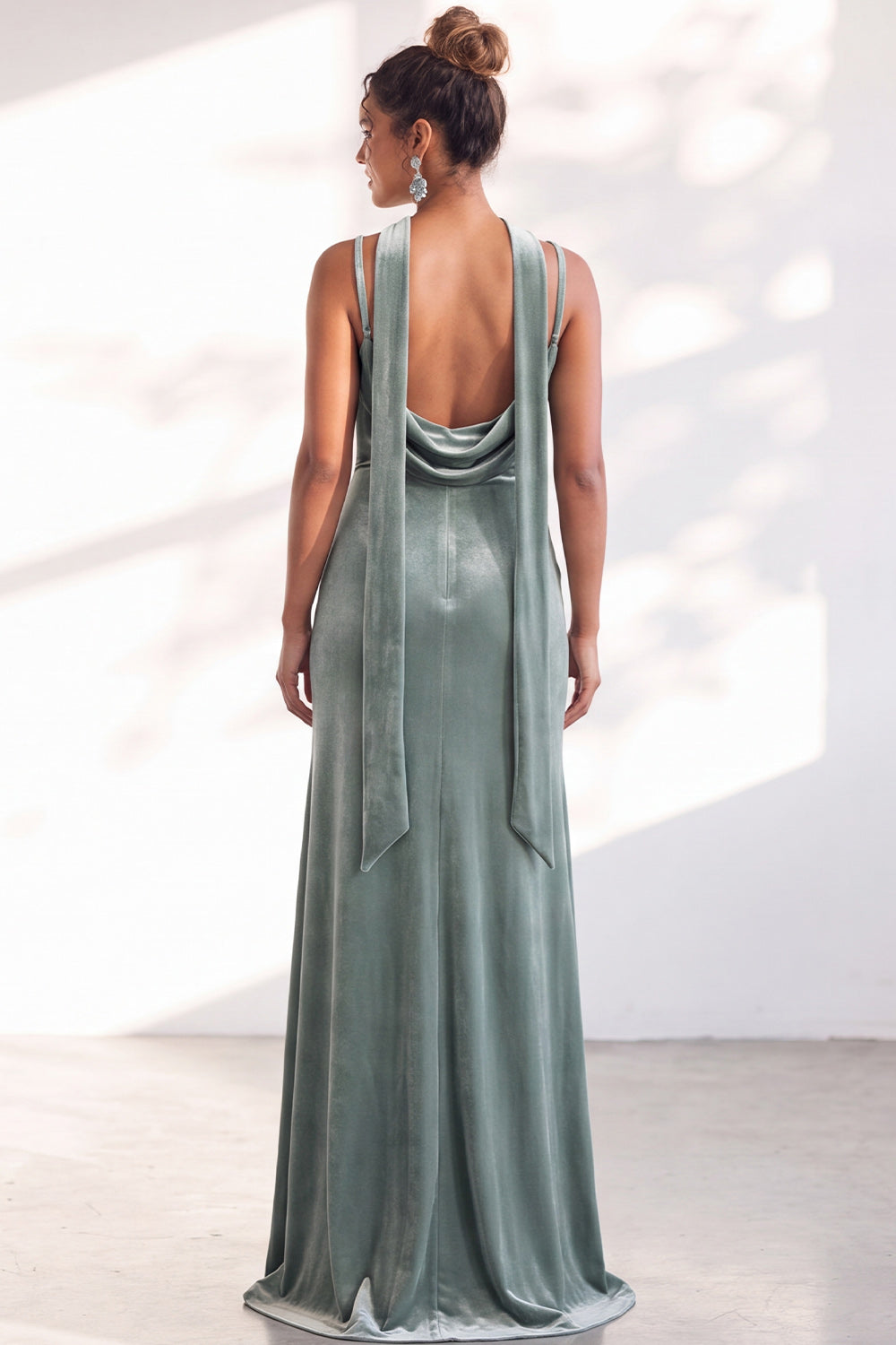 Black Mermaid Spaghetti Straps Velvet Long Wedding Guest Dress