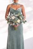 Black Mermaid Spaghetti Straps Velvet Long Wedding Guest Dress
