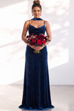 Black Mermaid Spaghetti Straps Velvet Long Wedding Guest Dress