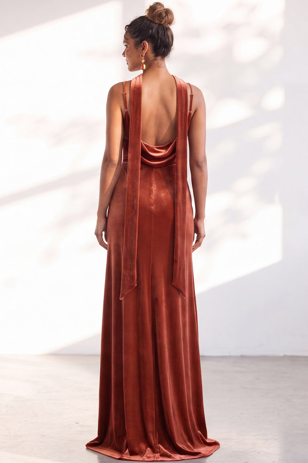 Black Mermaid Spaghetti Straps Velvet Long Wedding Guest Dress