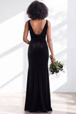 Golden Brown Velvet Mermaid Cowl Neck Long Wedding Guest Dress