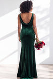 Golden Brown Velvet Mermaid Cowl Neck Long Wedding Guest Dress