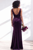 Golden Brown Velvet Mermaid Cowl Neck Long Wedding Guest Dress