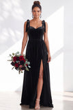 Coffee A-Line Velvet Long Wedding Guest Dress with Bows