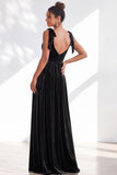 Coffee A-Line Velvet Long Wedding Guest Dress with Bows