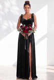 Coffee A-Line Velvet Long Wedding Guest Dress with Bows