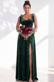 Coffee A-Line Velvet Long Wedding Guest Dress with Bows