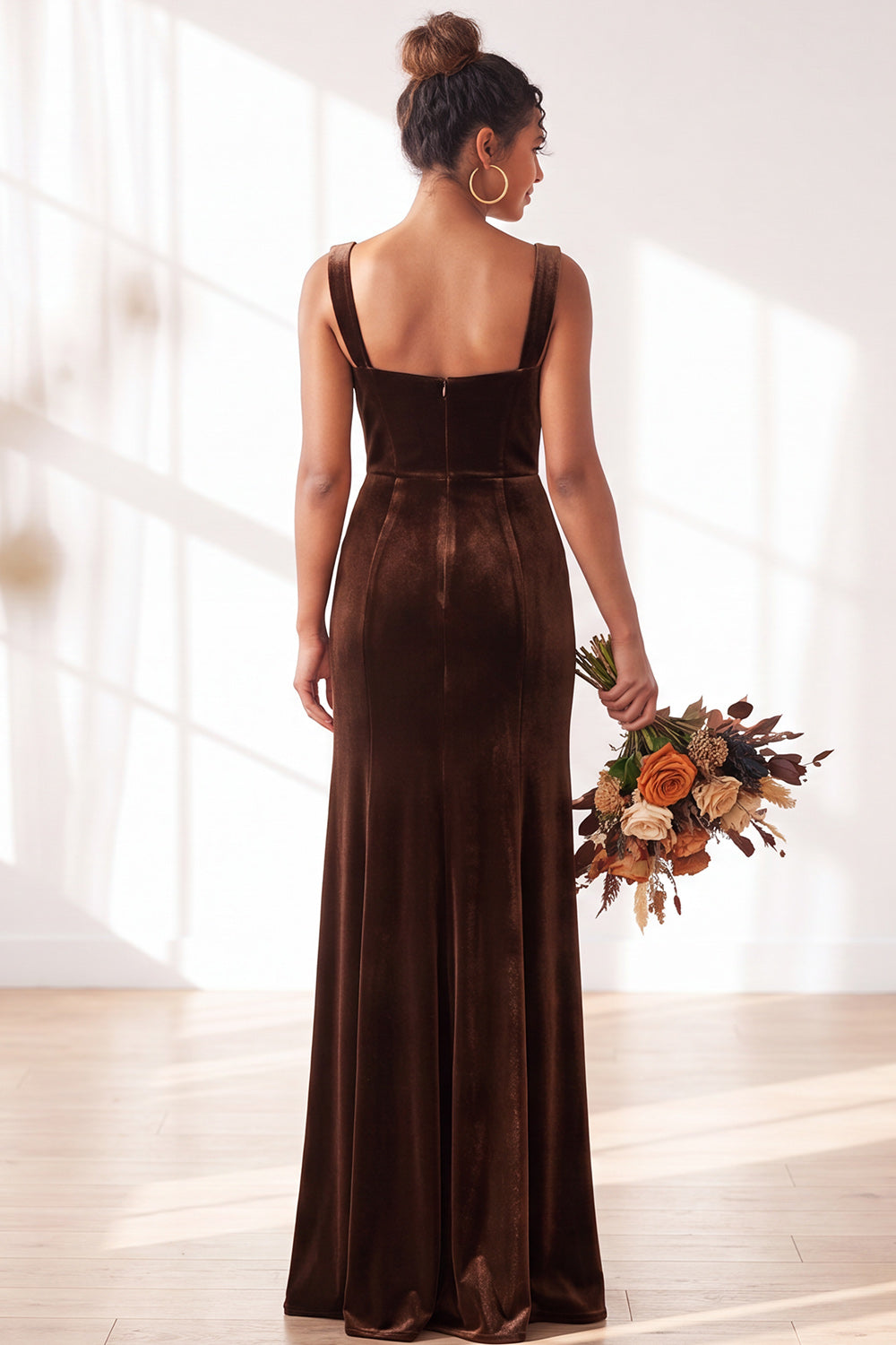 Dark Green Velvet Sheath Long Wedding Guest Dress with Slit