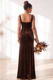 Dark Green Velvet Sheath Long Wedding Guest Dress with Slit